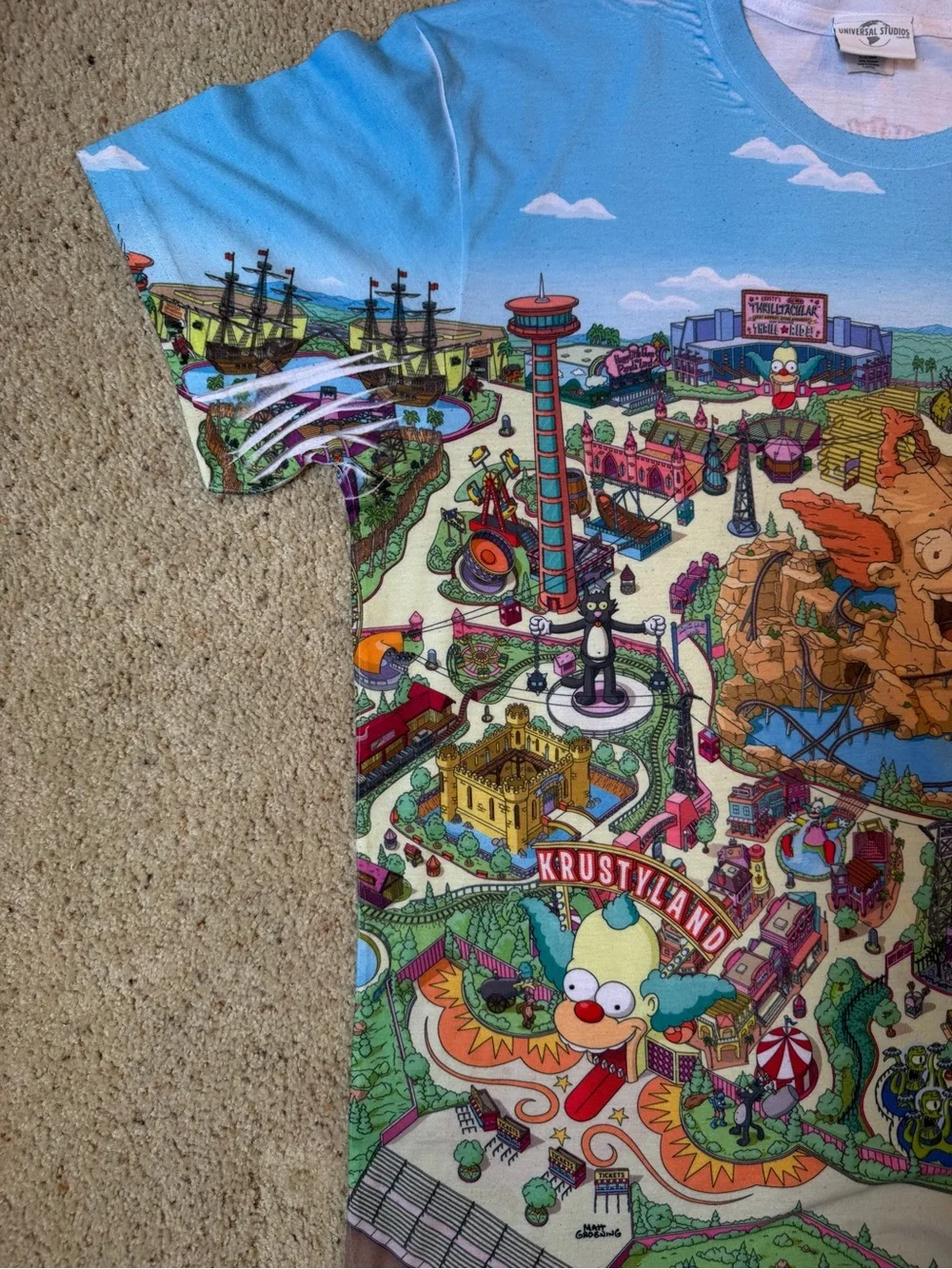 Universal Studios The Simpsons Krustyland Map Graphic Tee Size L White - Picture 2 of 6